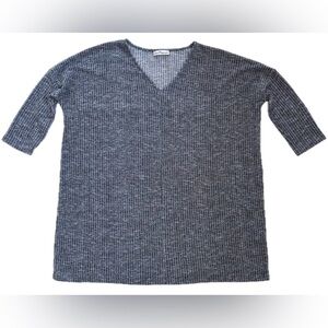 Gray Marbled Rayon Blend Ribbed Shirt Size Small Oversized Lagenlook Coastal